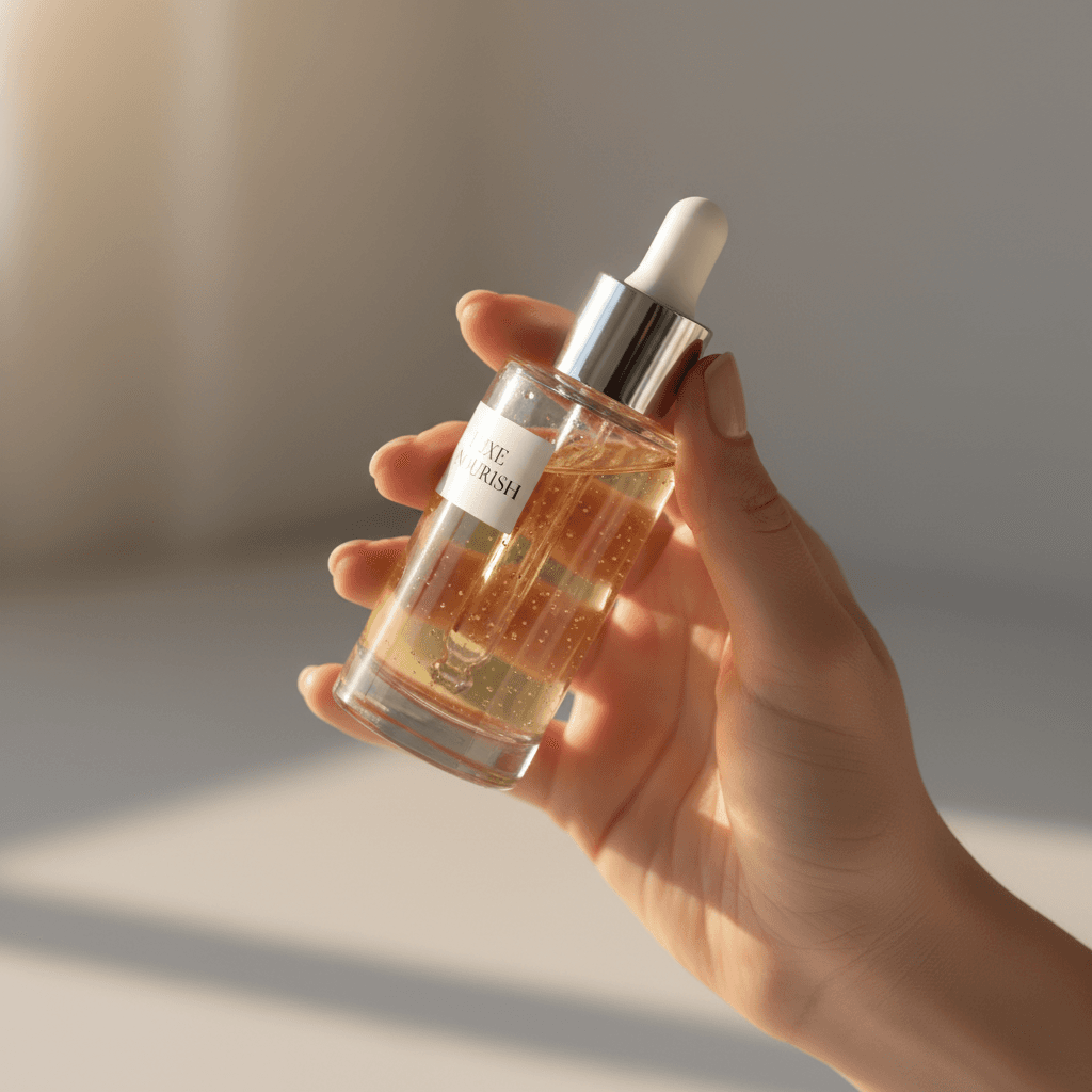 Luxury serum bottle with dropper detail
