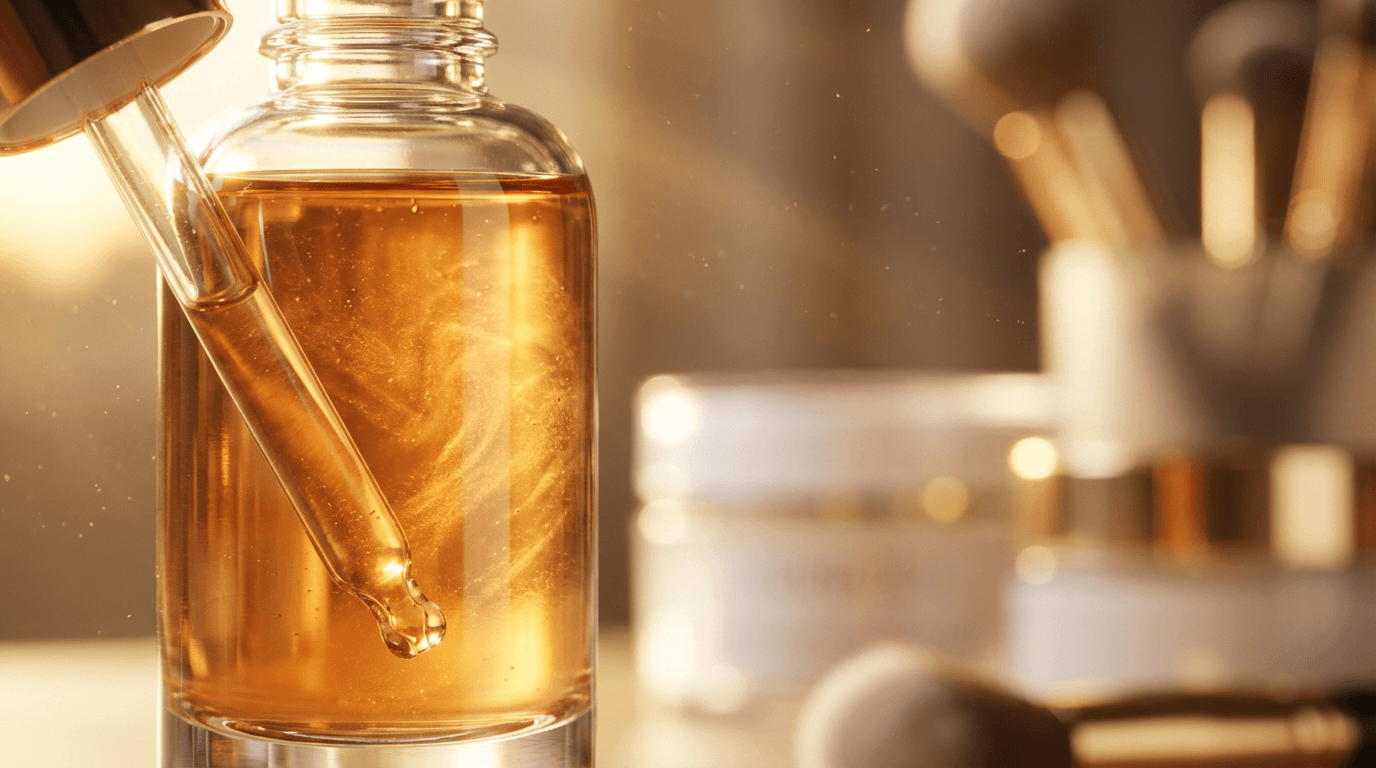 Luxury liquid foundation bottles in natural light